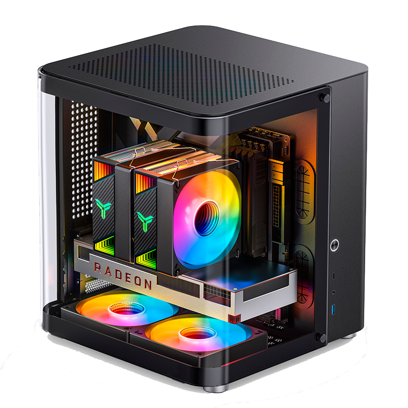 Корпус без блока питания/ Case JONSBO TK-1 Black 2.0, Mini-Tower, no fan, 1xUSB-A 3.2 + 1xUSB-C 3.2, mATX, mITX Black