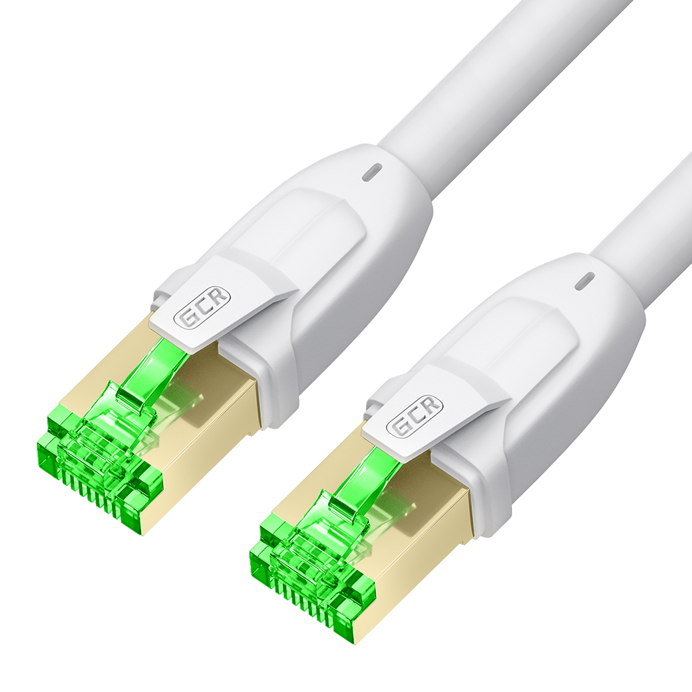 GCR PRO Патч-корд LSZH PROF кат.7 ethernet 0.15m F/FTP, RJ45, CU, 28 AWG, белый, литой, экранированные коннекторы, T568B