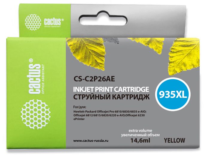 Cactus C2P26AE Картридж №935XL для HP DJ Pro 6230/6830 желтый