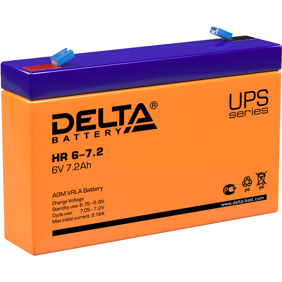 Delta HR 6-7.2 (7.2 А\ч, 6В) свинцово- кислотный аккумулятор