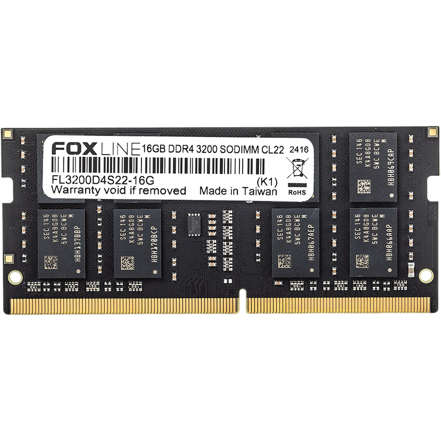 Foxline DDR4 SODIMM 16GB FL3200D4S22-16GSS PC4-25600, 3200MHz