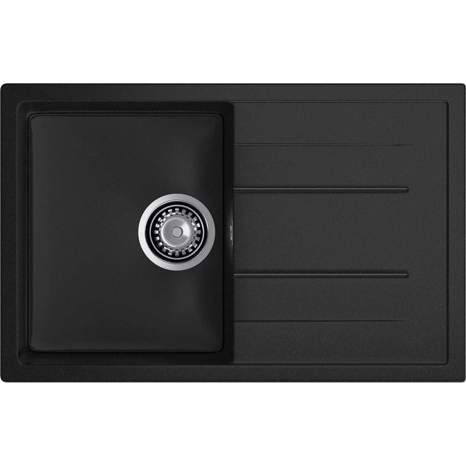 GRANFEST QUADRO Q-780L черный 1-чаша+крыло 770*495 мм, монтаж: врезной, материал: мрамор, цвет: черный