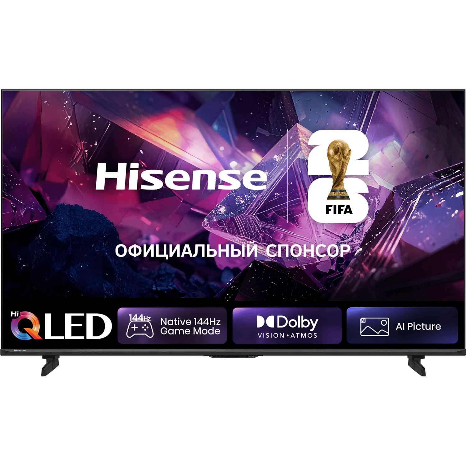 Телевизор ЖК 75'' Hisense/ 75", QLED, Ultra HD, ADS, QLED & DLED, 4K 48-144Hz VRR, 2K 48-288Hz VRR, Smart TV (HomeOS U9), Wi-Fi, DVB-T2/T/C/S2/S, FreeSync Premium, 2.0Ch 2х10W, 350nits, 1000:1, CI+(1.4), 4хHDMI, 2хUSB, Charcoal grey, 2026