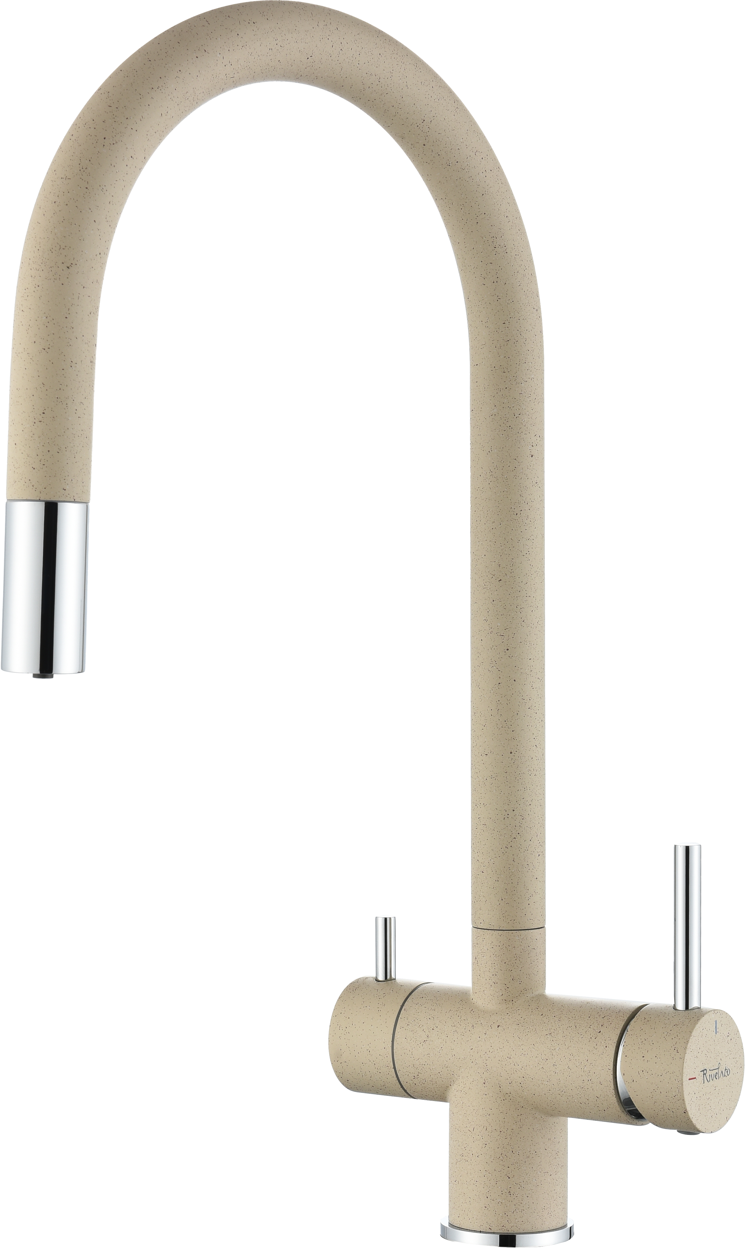 RIVELATO 2433505 beige scuro однорычажный смеситель для кухни TREVI U-обр. с краном питьевой воды D-35мм, выдвижной излив, материал: латунь, цвет: темно-бежевый