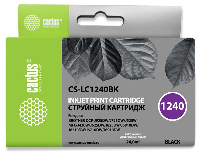 -/ Картридж струйный Cactus CS-LC1240BK черный (24мл) для Brother MFC-J6510/6910DW