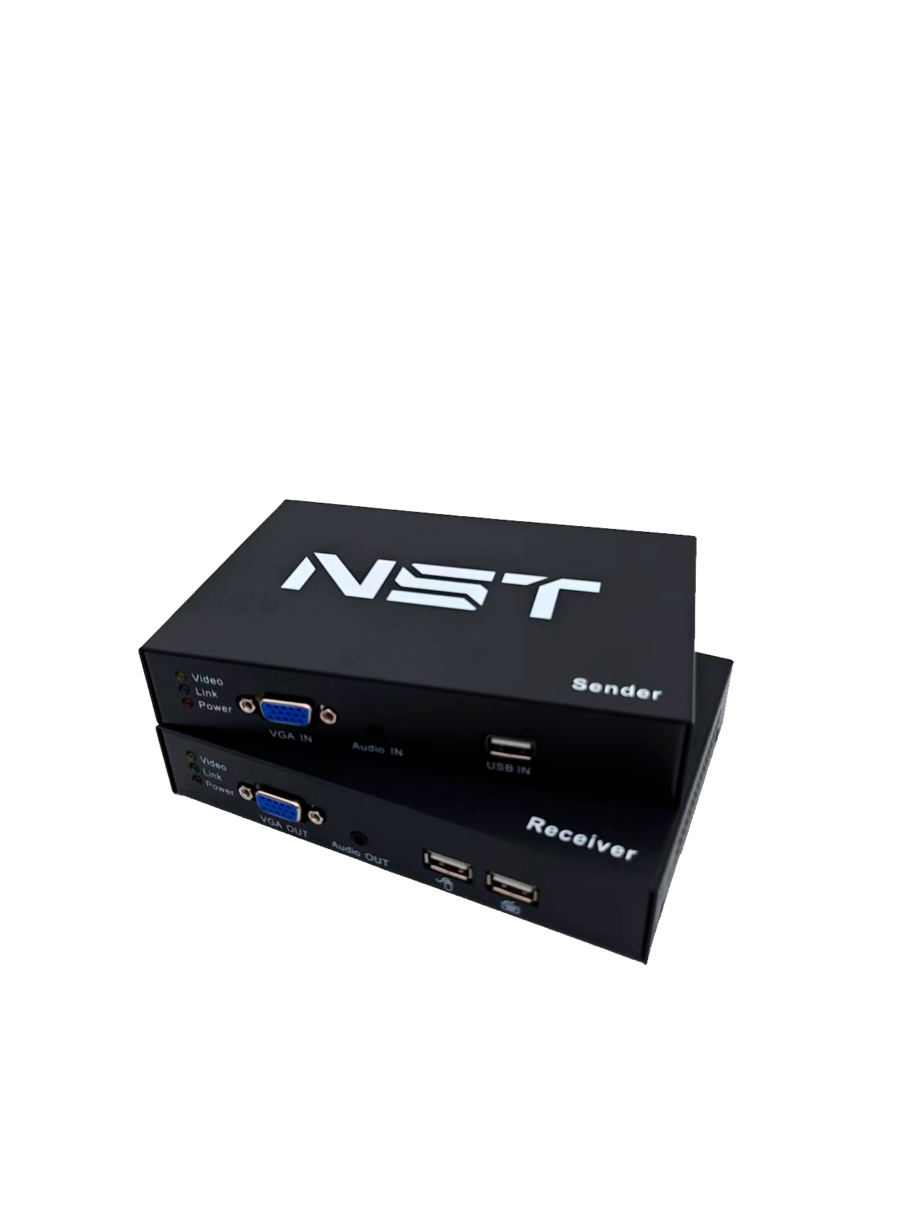 KVM VGA+USB удлинитель/ KVM VGA+USB удлинитель по витой паре с поддержкой Audio до 120м. Разрешение видео - 1920x1080 (60Гц). USB порты предназначены только для клавиатуры и мыши. Порты подключения: VGA - D-SUB 15-pin, UTP-порт - RJ45,  Клавиатура - USB, Мышь - USB, Audio - Jack 3,5мм, RS232 - DB9, Питание - DC9-12V. Комплектация: передатчик, приемник, блок питания DC12V - 2шт, адаптер 3-pin-DB9 - 2шт, USB-кабель, Аудио-кабель. Размеры каждого устройства (ШxВxГ):157 x 30 x 105 мм. Рабочая темпер