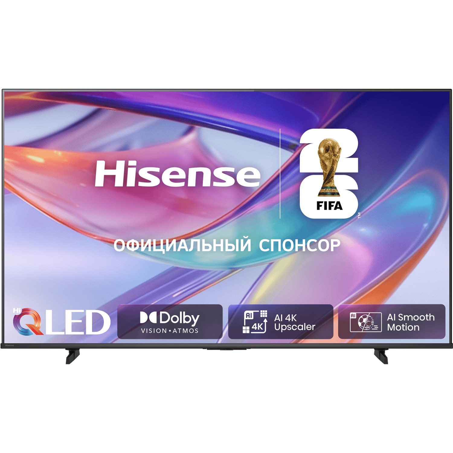 Телевизор ЖК 65'' Hisense/ 65", QLED, Ultra HD, ADS, QLED & DLED, Smart TV (HomeOS U9.5), Wi-Fi, DVB-T2/T/C/S2/S, 2х10W, Game Mode Plus, HSR 120Hz, 350 nits, 1200:1, CI+(1.4), 3хHDMI, 2хUSB, Black, 2026