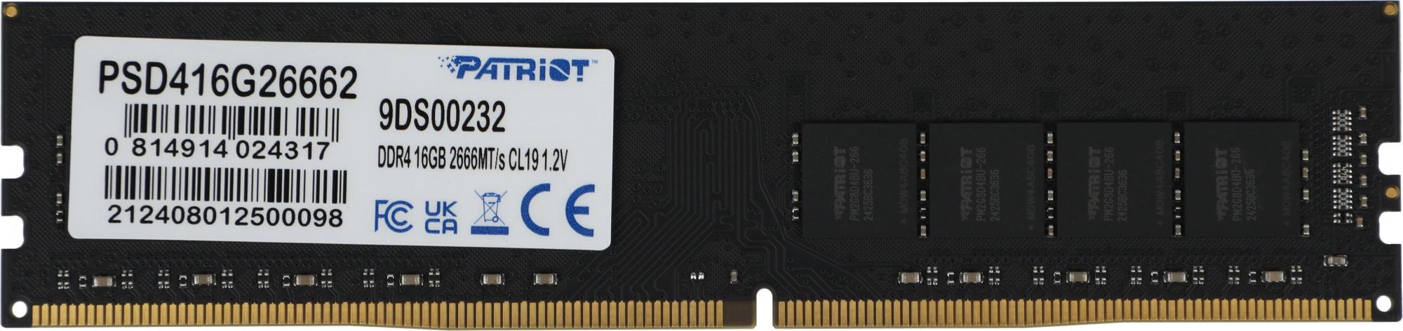 Patriot DDR4 DIMM 16GB PSD416G26662 PC4-21300, 2666MHz