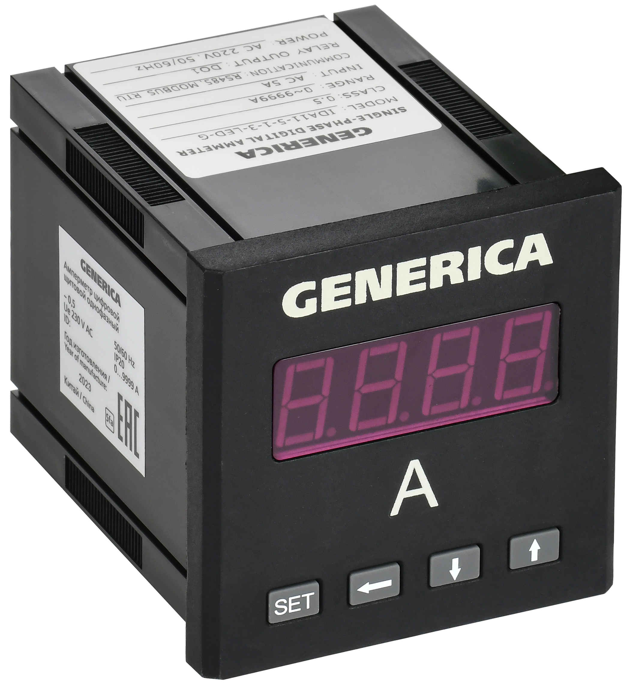 Амперметр цифр. щит. 1-ф. DO RS-485 72х72 LED GENERICA