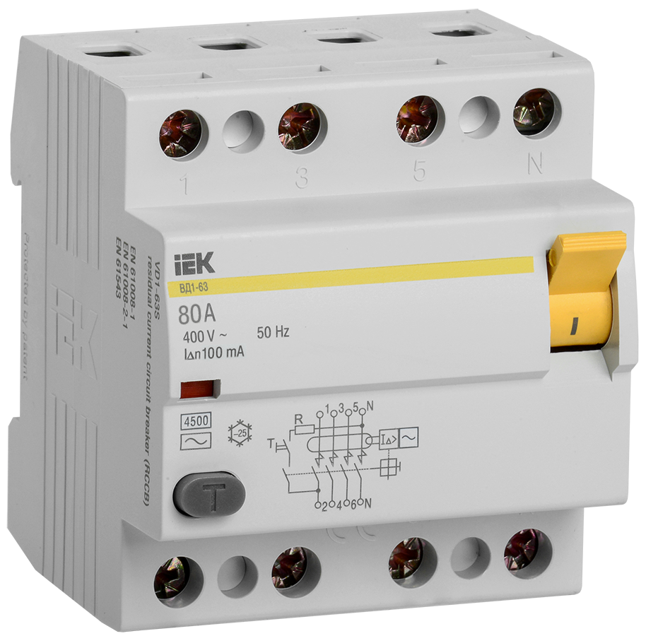 УЗО ВД1-63 4Р 80А 100мА IEK