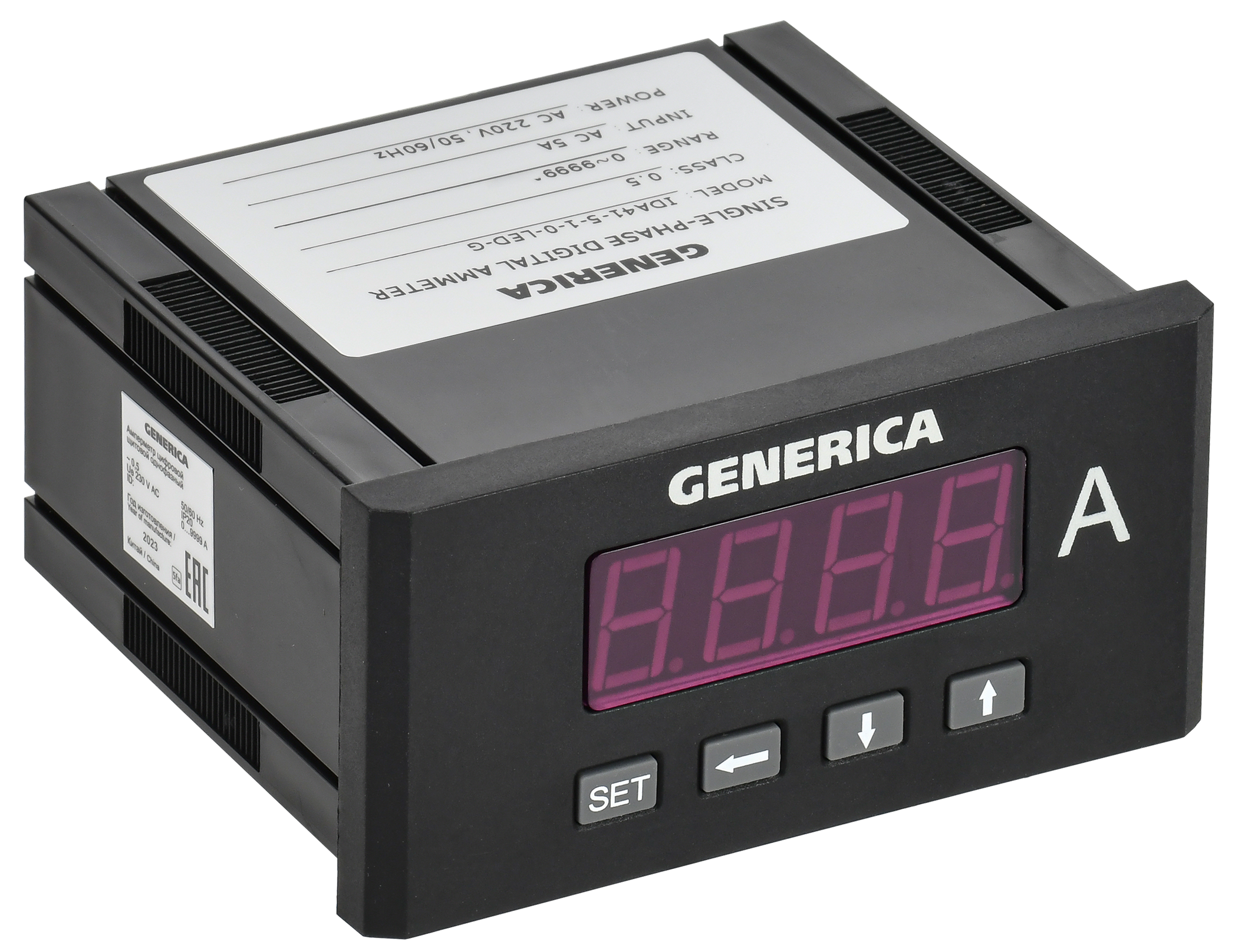Амперметр цифр. щит. 1-ф. 48х96 LED GENERICA