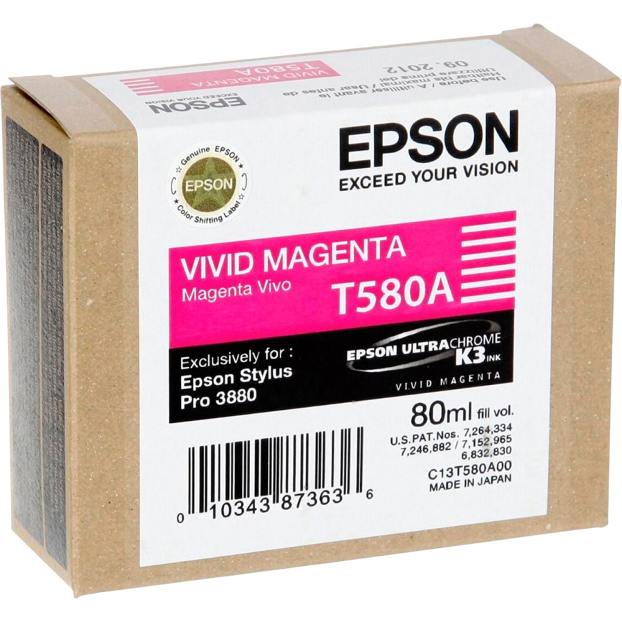 EPSON C13T580A00 Картридж для Epson Stylus Pro 3880 насыщенный пурпурный (Vivid Magenta) 80 мл. (LFP)