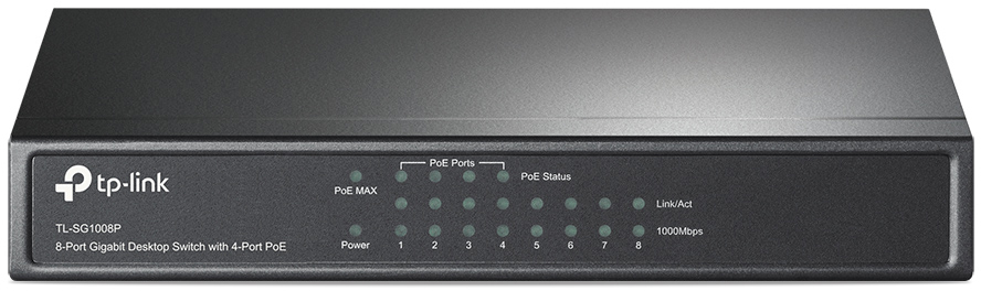 TP-Link TL-SG1008P Настольный коммутатор с 8 гигабитными портами (4 порта PoE+)