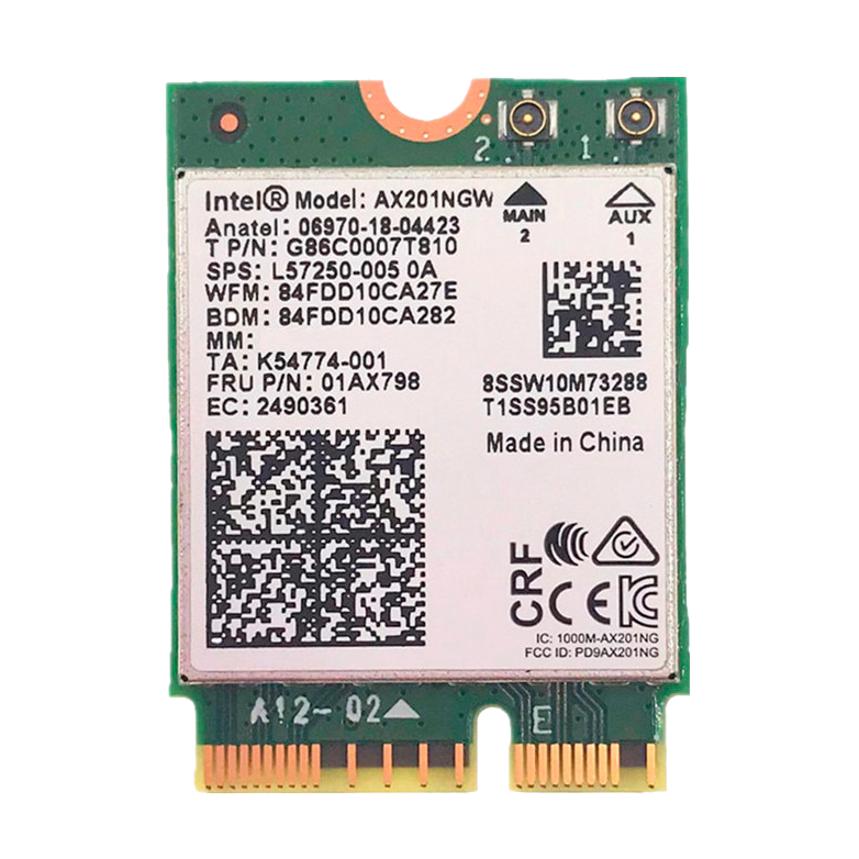 Intel AX201.NGWG.NV Wi-Fi 6 AX201, 2230, 2x2 AX+BT, No vPro,