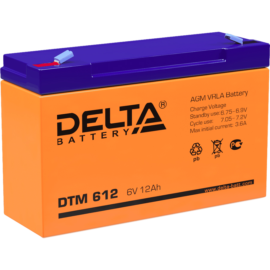 Delta DTM 612 (12 А\ч, 6В) свинцово- кислотный аккумулятор