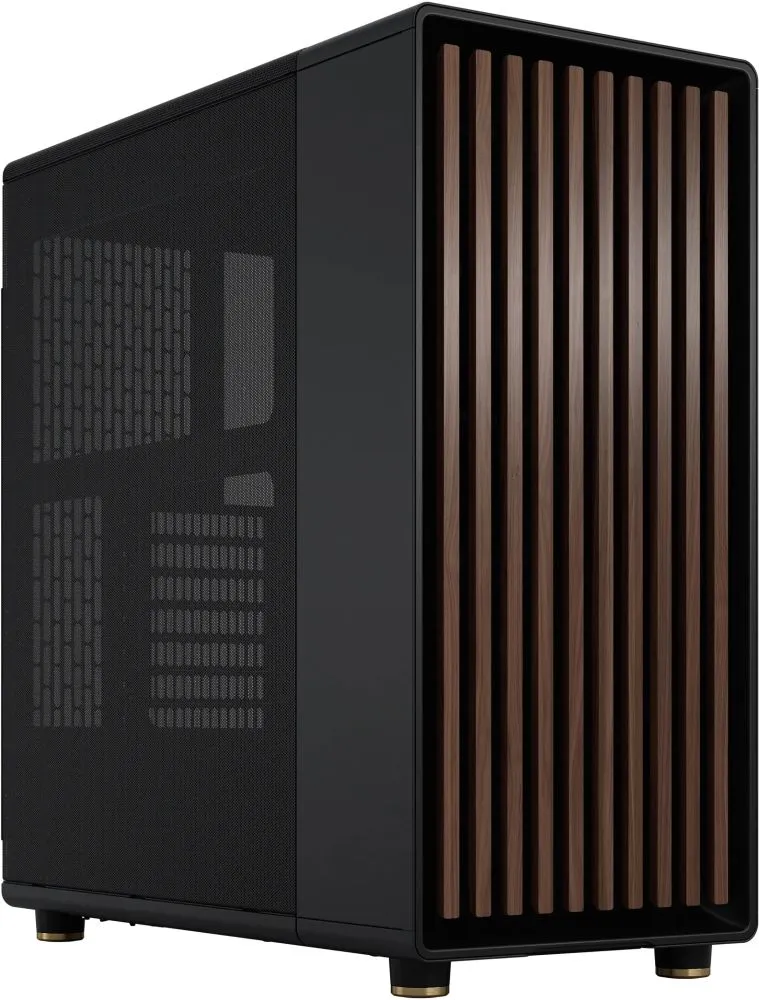 Корпус без блока питания/ Case Fractal Design North, Midi-Tower, 2x140mm, 2xUSB-A 3.2 + 1xUSB 3.2 Type-C ATX, mATX, mITX Wood panel, Charcoal Black