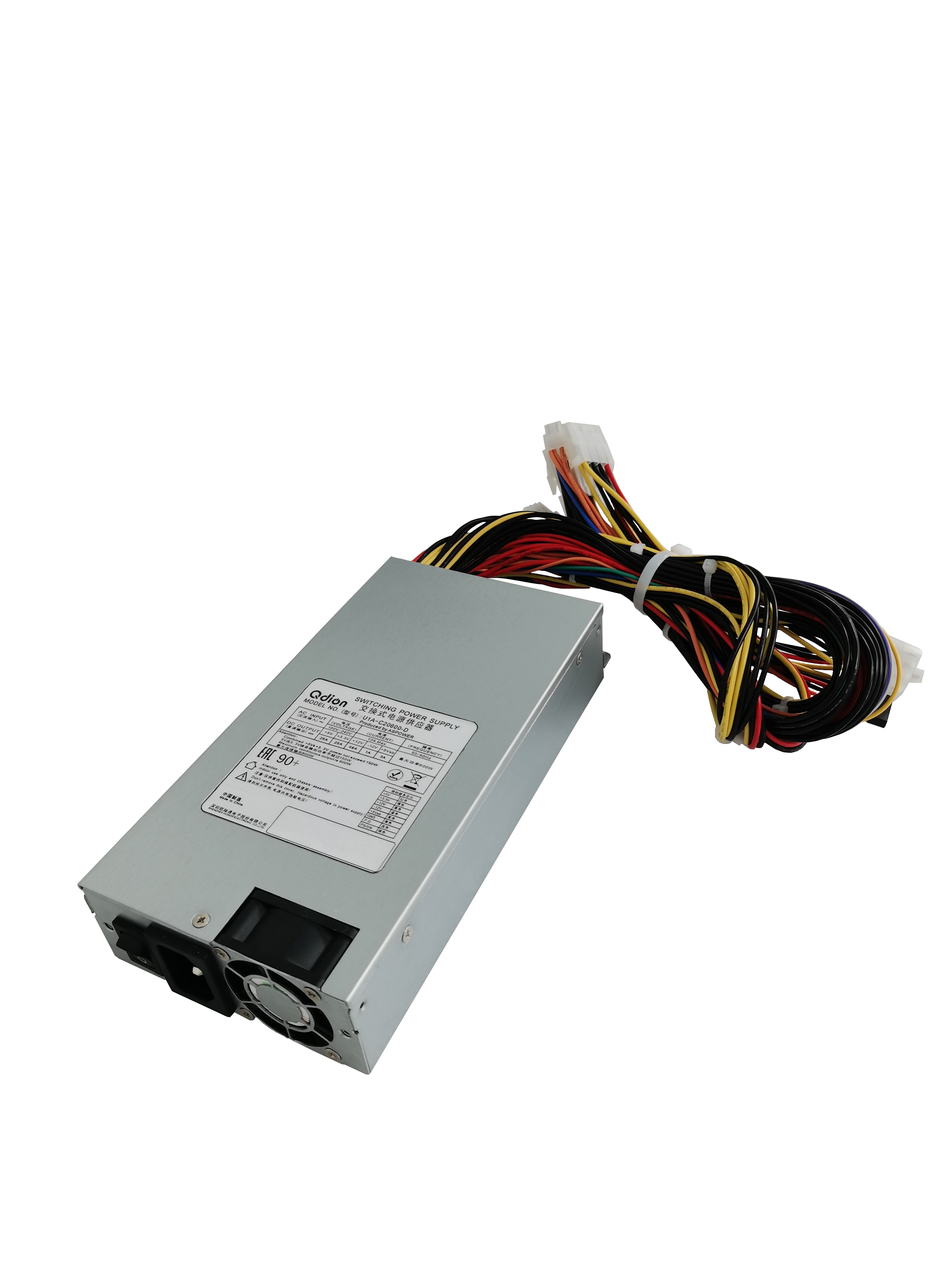 Серверный блок питания/ Server power supply Qdion Model PSR1-0600-C P/N:7300600PSR0002 1U Single Server Power 600W Efficiency 90+, Cable connector: C14 [U1A-C20600-D/99SAC20600I1170112]