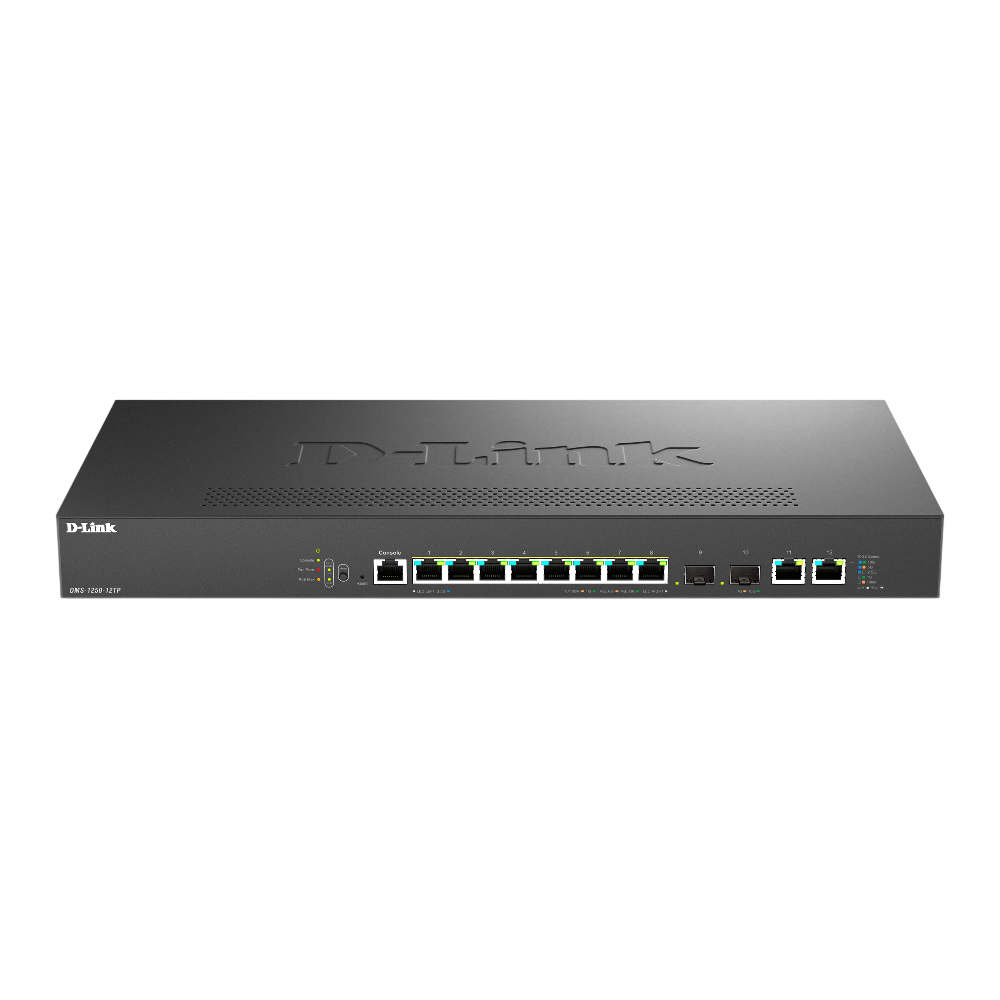 D-Link DMS-1250-12TP/A1A/6KV Управляемый L2 коммутатор с 8 портами 100/1000/2.5GBase-T, 2 портами 10GBase-T и 2 портами 10GBase-X SFP+ (8 портов PoE 802.3af/at, PoE-бюджет 240 Вт)