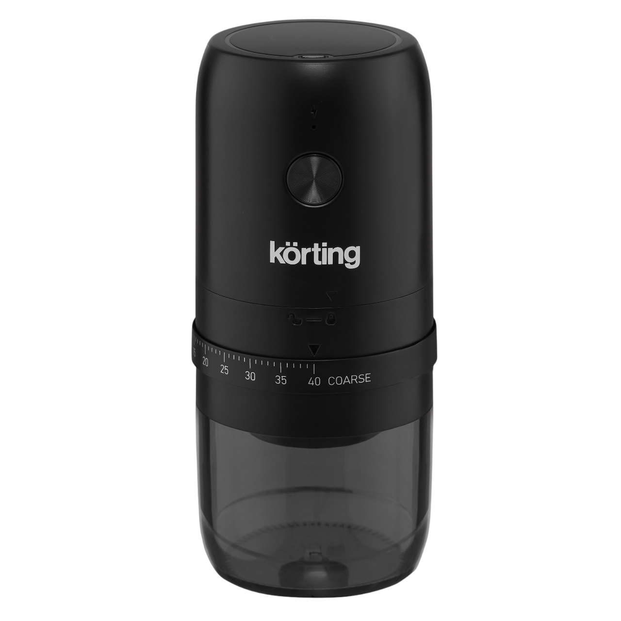 Кофемолка KORTING/ Кофемолка KORTING, беспроводная, максимальная загрузка 75 г, 40 уровней помола, конические керамические жернова, кнопочное управление, защита от перегрева, автодомол, цвет черный