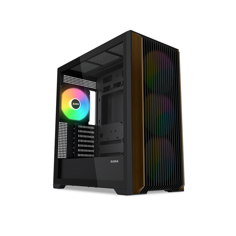 Case SAMA Z60 Black, Midi-Tower, TG, 4x140mm ARGB, 2xUSB 3.0 + 1xUSB 3.1 Type-C, E-ATX, ATX, mATX, mITX Black