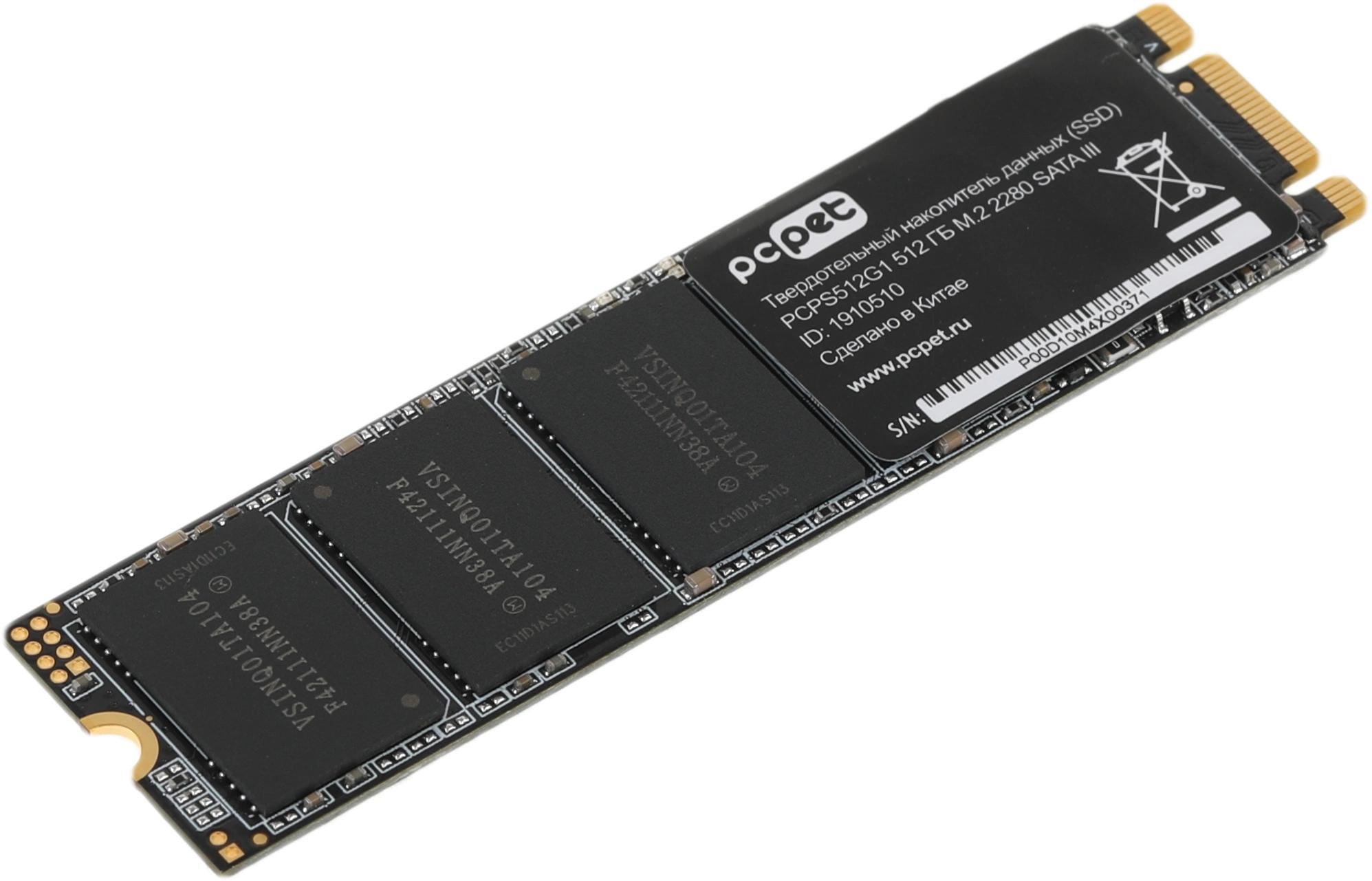 Твердотельный накопитель PC Pet SATA-III 512GB PCPS512G1 M.2 2280 OEM [PCPS512G1]