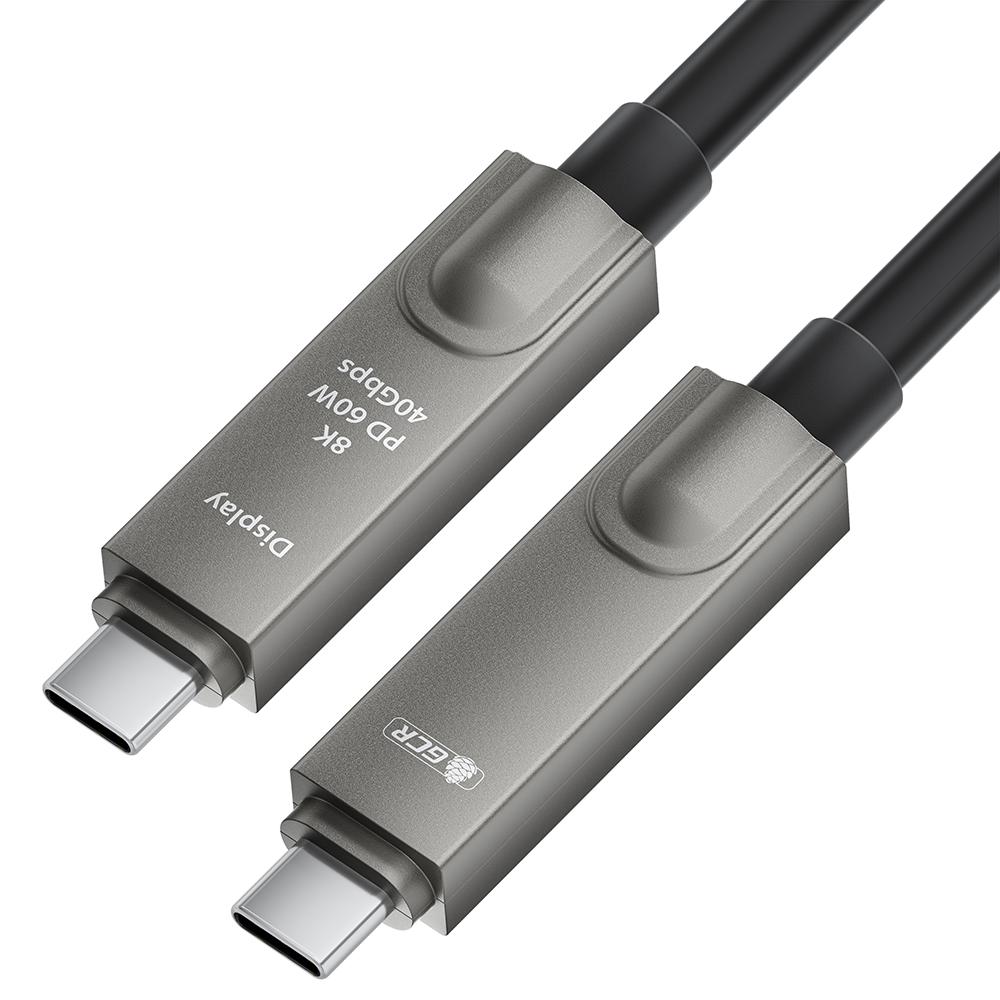 GCR PRO Кабель AOC Type-C 20.0m оптический 8K60Hz, 40Gbps, PD 60W, M/M, черный
