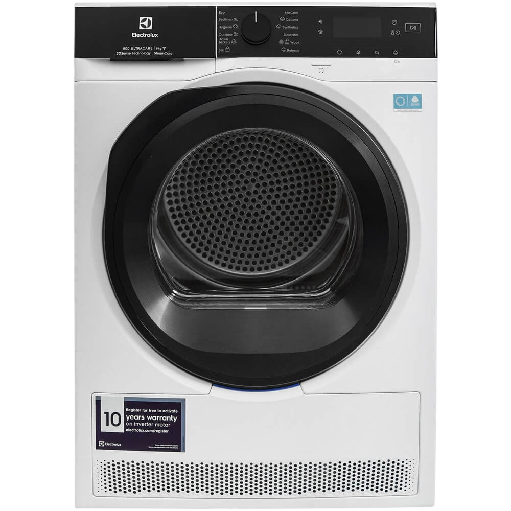 Сушильный барабан ELECTROLUX/ Сушильный барабан с тепловым насосом,SteamCare,глубина, см: 63.8, Цвет: белый, Максимальная загрузка белья (кг): 9, 12 программ, инверторный мотор,панель управления на английском языке