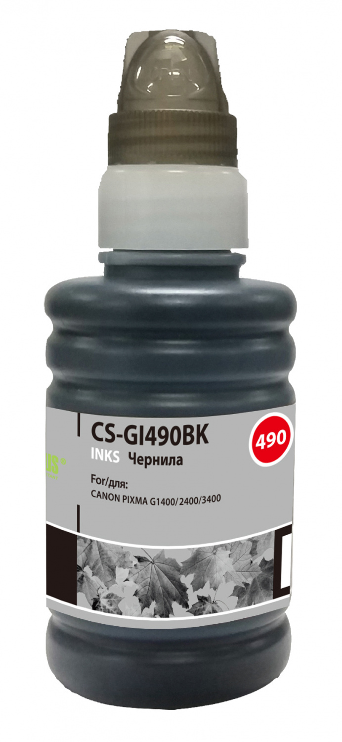 Cactus Чернила CS-GI490BK для Canon Pixma G1400/G2400/G3400, черный, 100мл