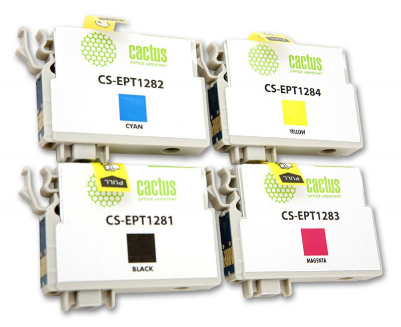 CACTUS T1285 набор картриджей  для  EPSON Stylus SX125/SX425W/SX420W/S22/Office BX305F/BX305FW черный/голубой/пурпурный/желтый