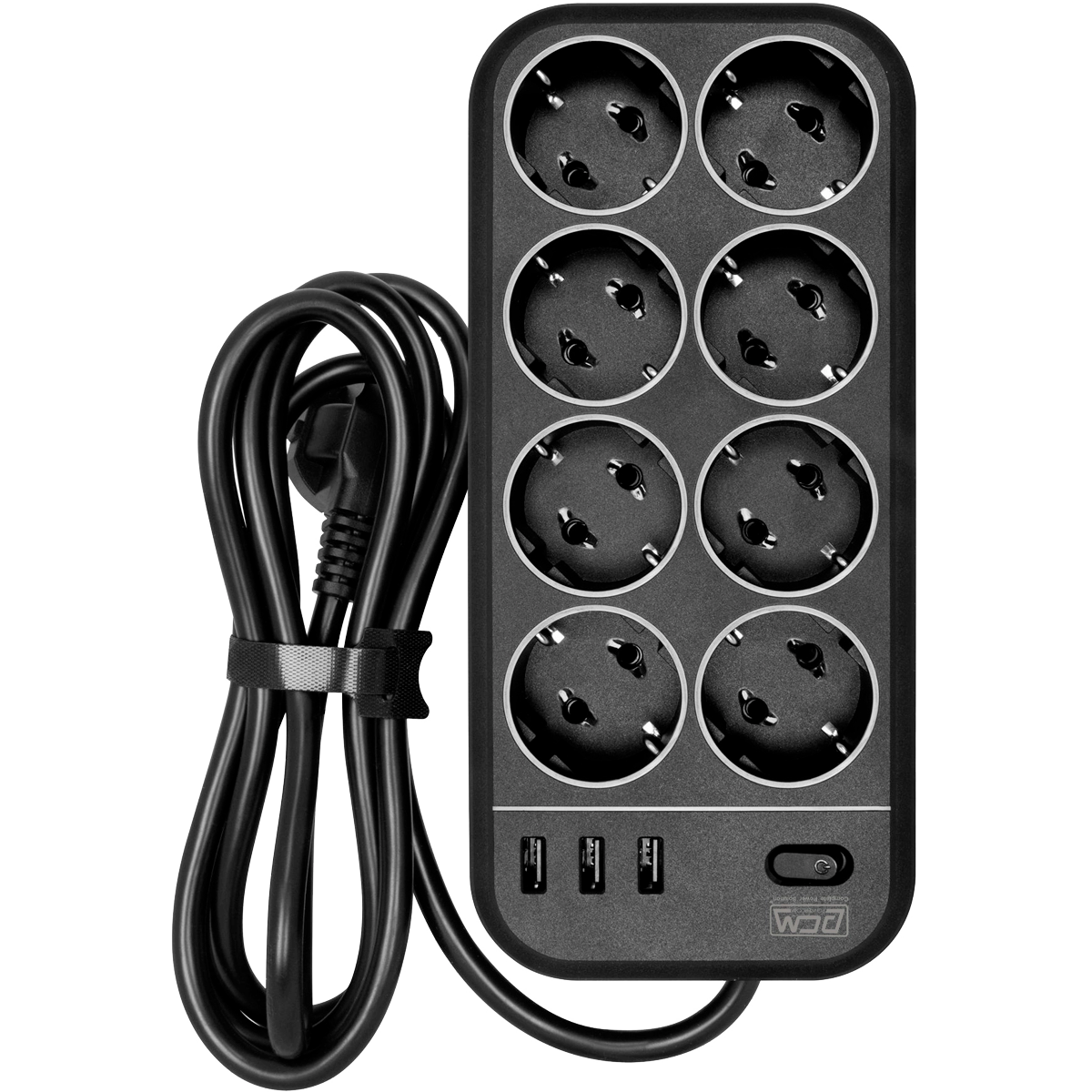 PowerCom Сетевой фильтр Powercom SP-08 USB03AB 1,8 m 1.8м (8 розеток) черный (коробка) (1928702)