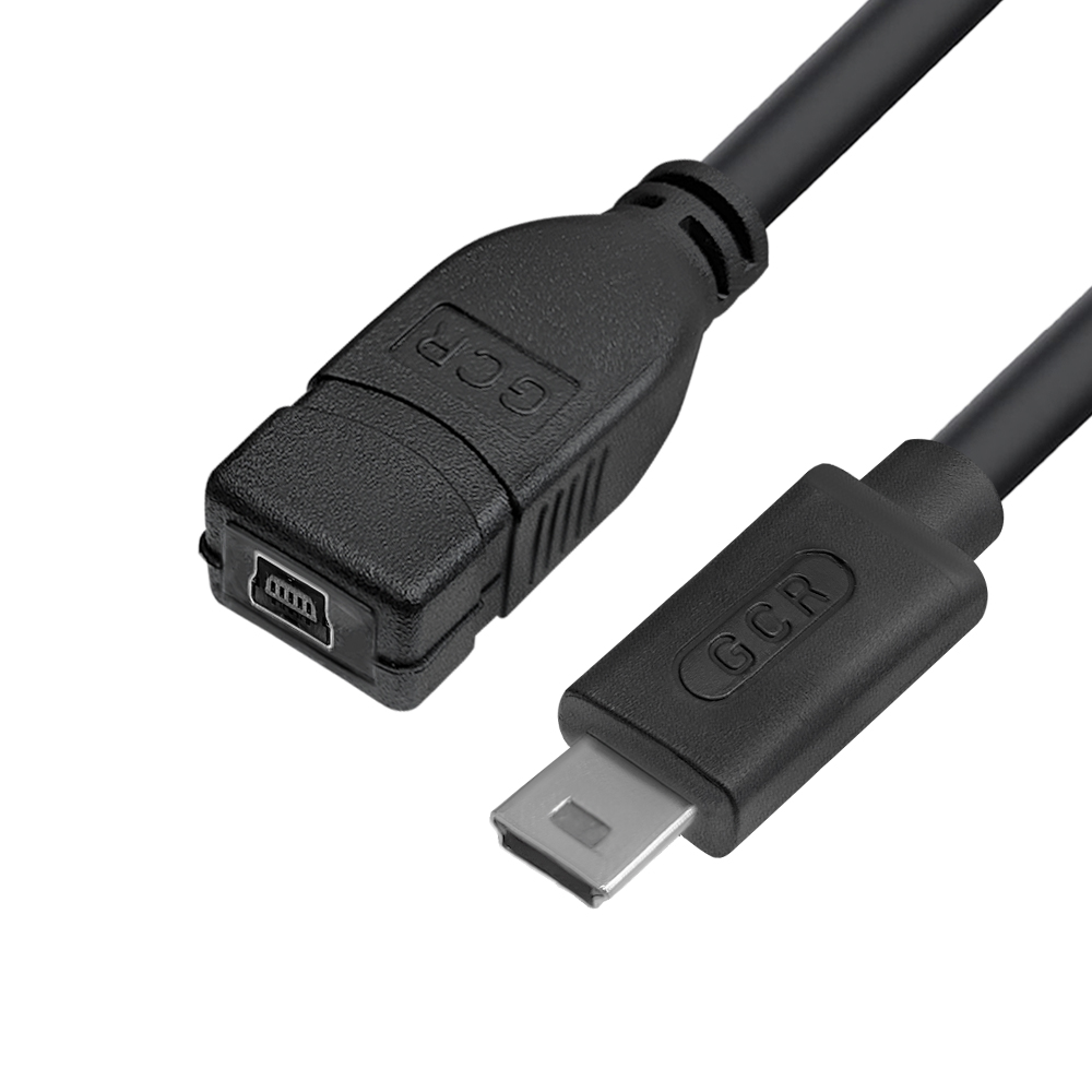 GCR Удлинитель 1.0m MiniUSB, M/F, черный, 28/28 AWG, медь, морозостойкий