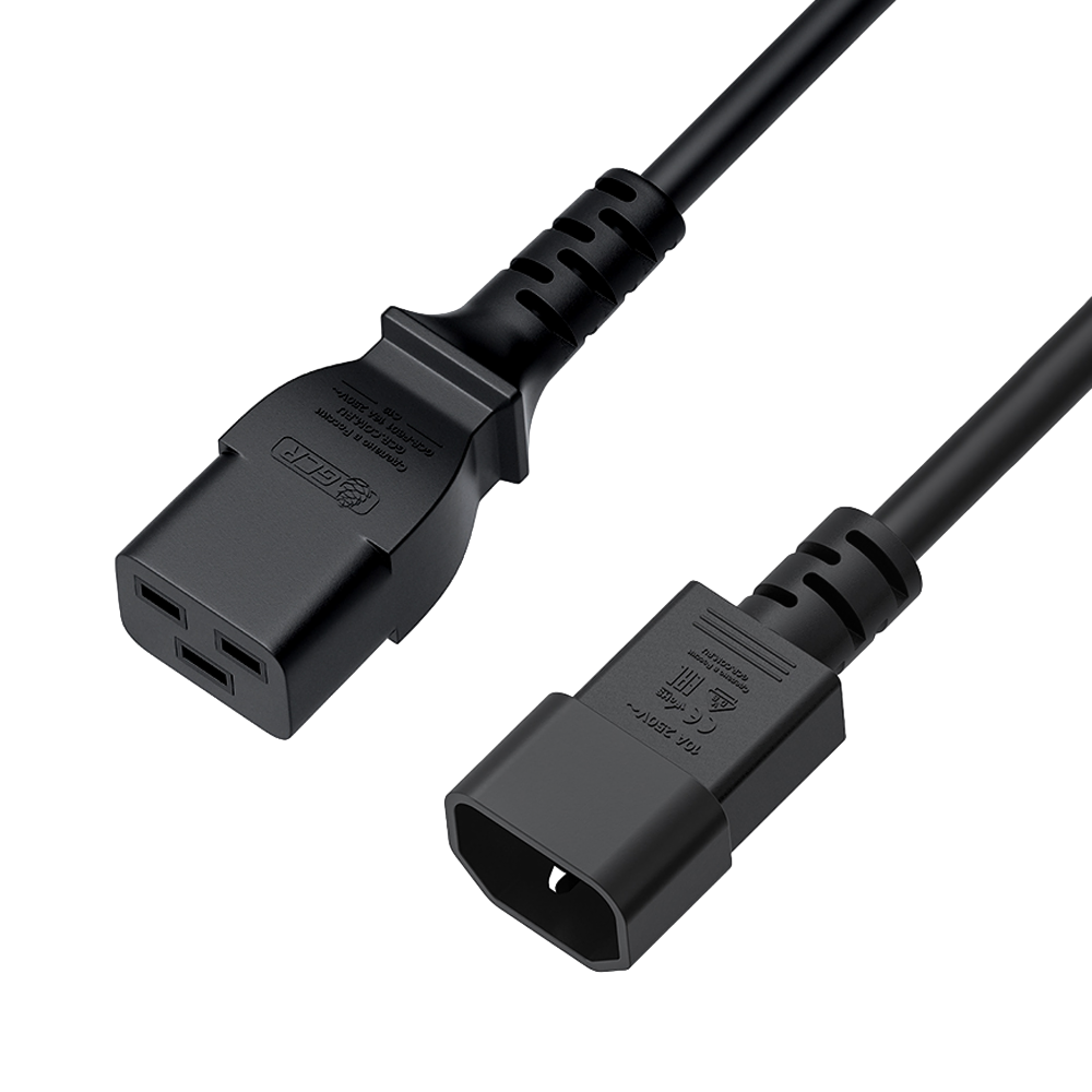 GCR PRO Кабель питания PROF 10.0m, С19 - С14, черный, 3*1,5mm, медь