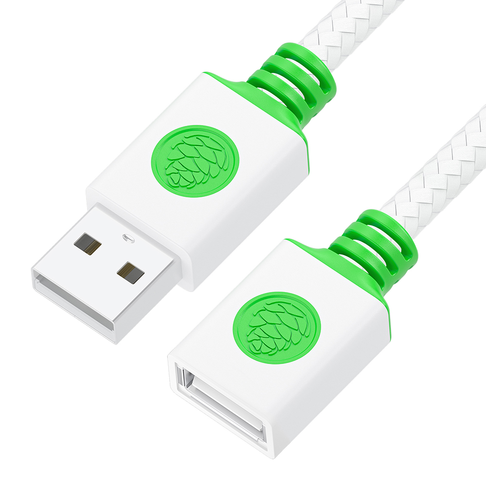 GCR PRO Удлинитель Premium PROF 1.0m USB 2.0 AM/AF, белый, в оплетке текстиль 28/24 AWG, медь, экран, армирование, заземление