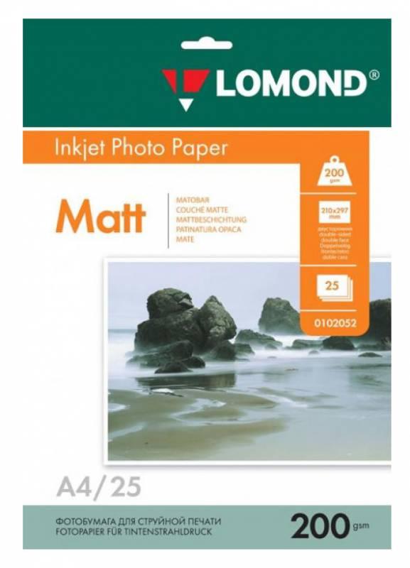 0102052  LOMOND  Матовая бумага 2x A4, 200г/м2, 25л