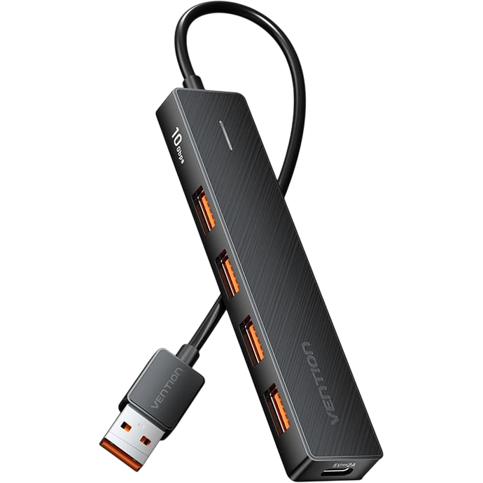 Концентратор Vention USB 3.2 Gen 2 на 4 порта Черный - 0.15м.