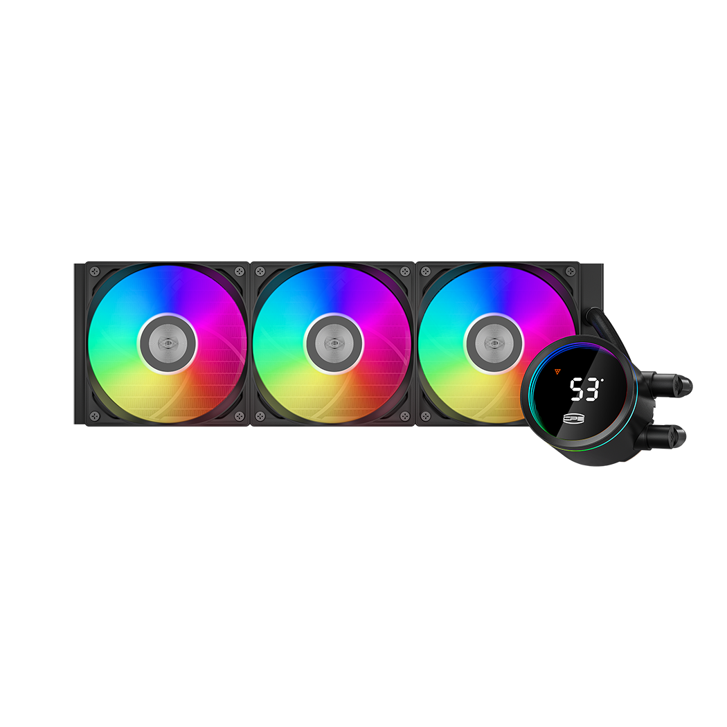 PCCooler DA360 Pro ARGB Digital BK (300W, 360mm, LED temp., Black, ARGB/ Fans: 3x120mm, 75.8CFM, 33.7dBA, 2200RPM/ Pump height 57mm, 28dBA, 3000RPM, Rad thickness 27mm/ S: 1851, 17