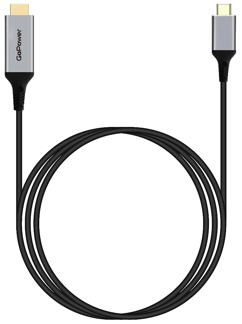 Кабель/ Кабель GoPower Type-C (m)-HDMI (m) 2.0м ПВХ 4K 60Hz черный Premium Zip-Lock c подвесом (1/100)