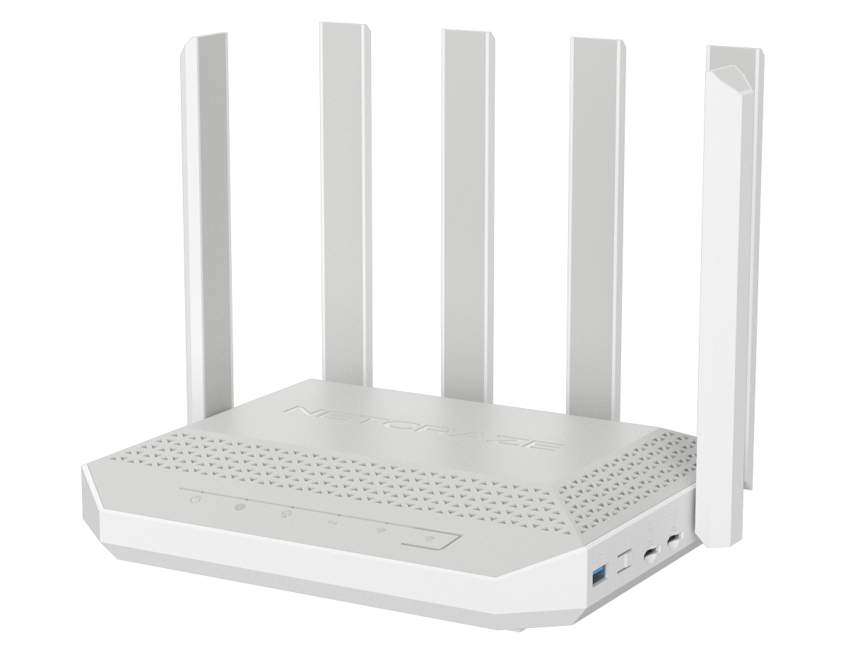 Маршрутизатор/ Netcraze Hero 5G Мультигигабитный интернет-центр с модемом 5G, двумя слотами для SIM-карт, Mesh Wi-Fi 6 AX3000, Smart-коммутатором 1?2.5G и 4?1G, многофункциональными портами USB 3.0 и 2.0