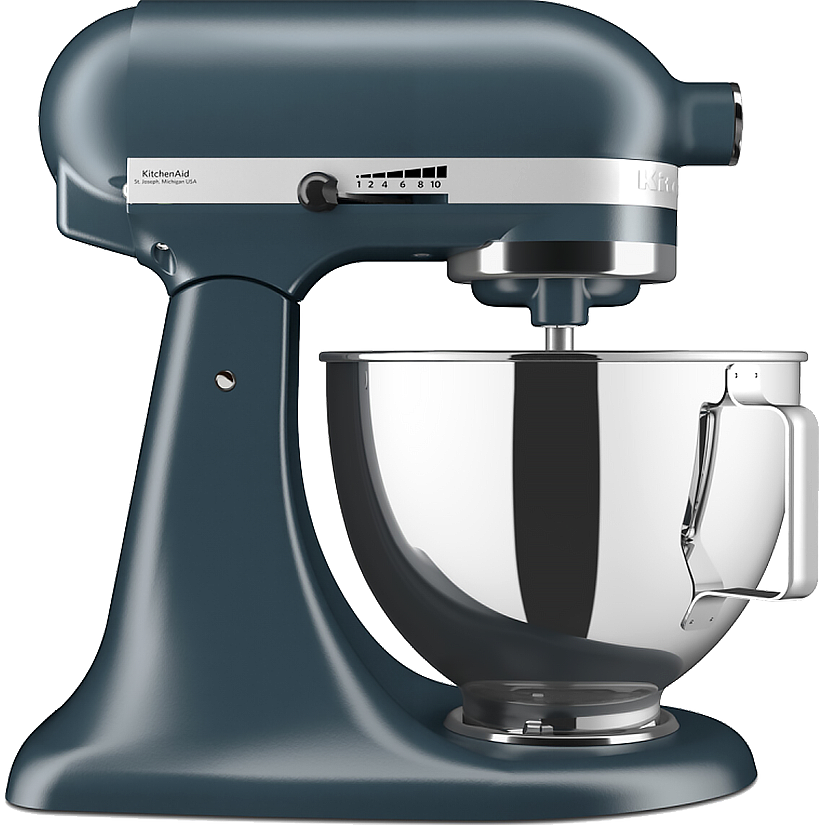 Настольный миксер KitchenAid, планетарное смешивание, 10 скоростей, объем чаши 4.3 л, откидной блок, цвет стальной синий