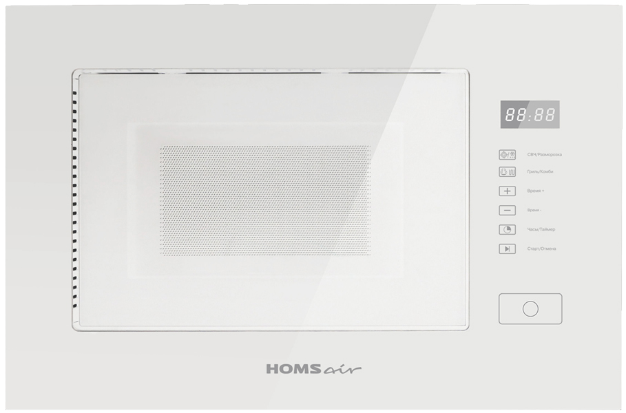 Микроволновая печь встраиваемая HOMSair/ Микроволновая печь встраиваемая HOMSair MOB205WH, дисплей, 8 режимов, гриль, сенсорное управление, мощность 1080 Вт, объем 20 л, цвет белый