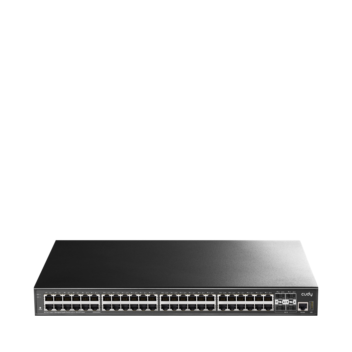 Коммутатор/ 48-Port Layer 3 Managed Gigabit Switch,48 Gigabit Ethernet ports + 4 10 Gigabit uplink SFP optical ports + 1 USB serial port + 1 console port, backplane bandwidth 176Gbps, three-layer network management function, support routing, DHCP, VLAN, MAC address, ACL access Control, QOS, multicast, storm suppression, IPV4/IPV6 and other business functions, support ring network, ultra-fast detection and self-healing functions, support 802.1X authentication, ARP intrusion detection, IP source p