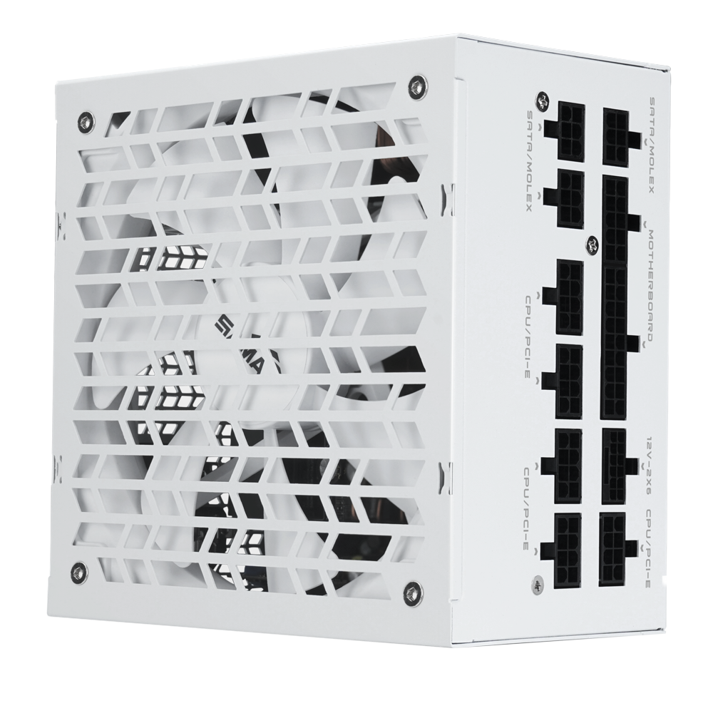 Блоки питания/ Power Supply SAMA G850 White (HAT-850yzB1G), 850W 80+ Gold (ATX, 3.1, PCIe 5.0, Full modular, 1x24(20+4)pin mesh 550mm, 2xCPU 8(4+4)pin 700mm, 2xPCIe*2 8(6+2)pin 550+150mm, 1x12VHPWR PCIe 5.1 12+4pin 600W 600mm, 3xSATA*3 450+150+150mm, 1xMOLEX4pin*3 450mm , Active, 140x140mm, 150x150x86mm, APFC, OVP, UVP, SCP, OCP, OTP, OPP, SIP, white)