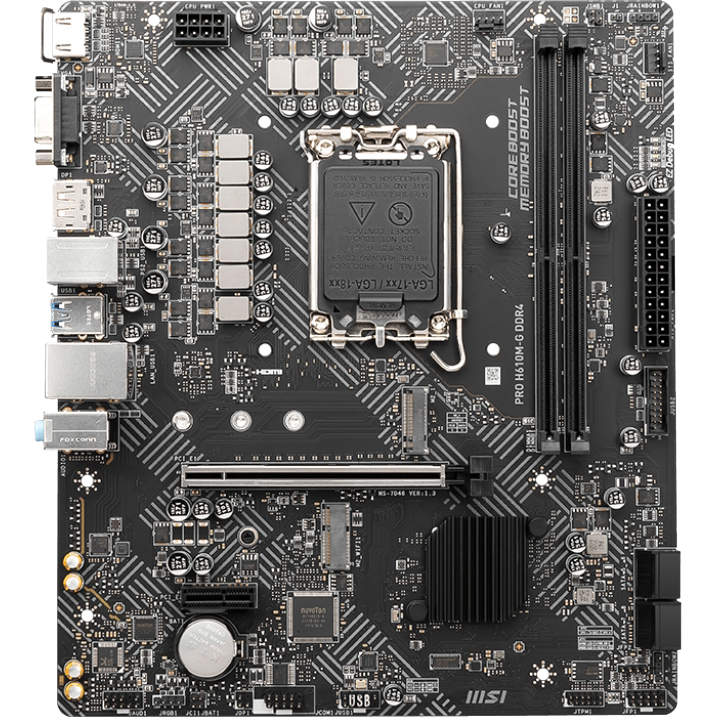 MSI PRO H610M-G DDR4 {Intel H610 LGA1700 2xDDR4-3200 1xPCIex16 4xSATA 1xM.2 HDMI VGA DP / mATX}