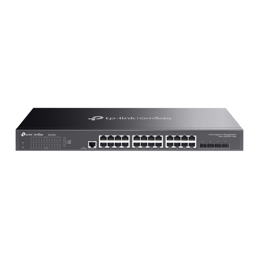 Коммутатор TP-Link SG3428X, L2+, 24×1GbE, 4×SFP+ 10G
