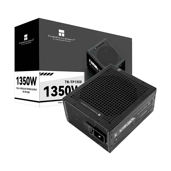 Блок питания 1350W/ Power Supply Thermalright, 1350W 80+ Platinum (ATX, 3.0, PCIe 5.0, Full modular, 1x24(20+4)pin 600mm, 2xCPU 8(4+4)pin, 2xPCIe*2 8(6+2)pin, 2x12VHPWR PCIe 5.0 12+4pin 600mm, 6xSATA, 5xMOLEX4pin, Active, 120x120mm, 170x150x86mm, OPP, OVP, OTP, OCP, SCP, black)