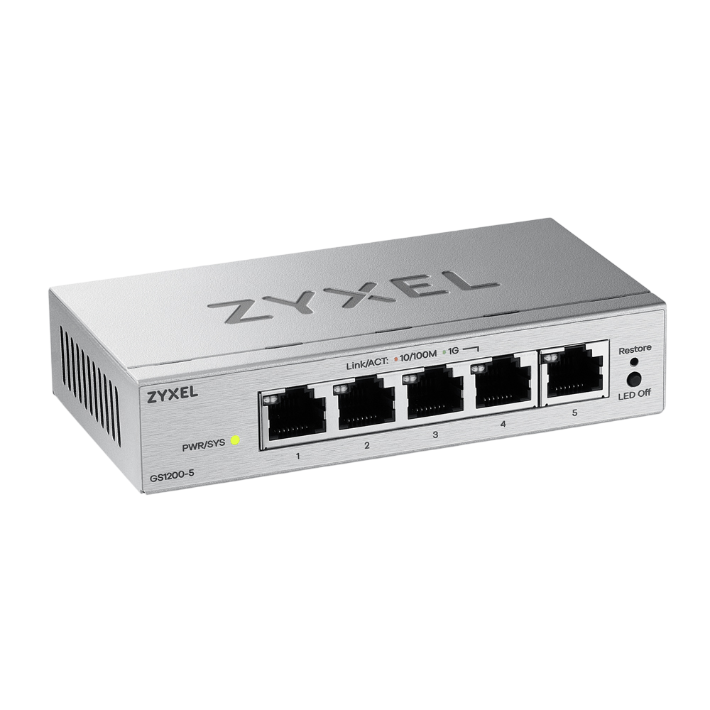Коммутатор/ ZYXEL Web-managed Gigabit Switch Zyxel GS1200-5v3, 5xRJ-45: 1G, desktop, fanless