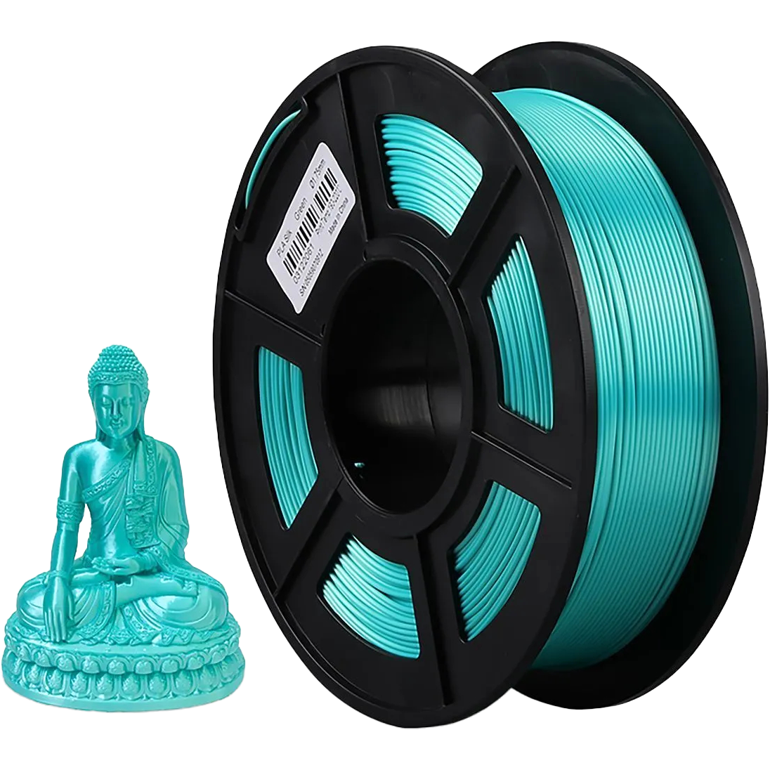 Филамент NVPRINT Silk PLA+ Green для 3D печати диаметр 1.75мм  длина 330 метров  масса 1 кг