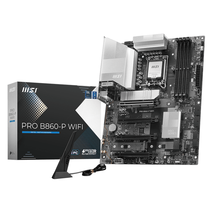 Материнская плата MSI PRO B860-P WIFI Soc-1851 Intel B860 4xDDR5 ATX AC`97 8ch(7.1) 5Gigabit RAID+HDMI+DP