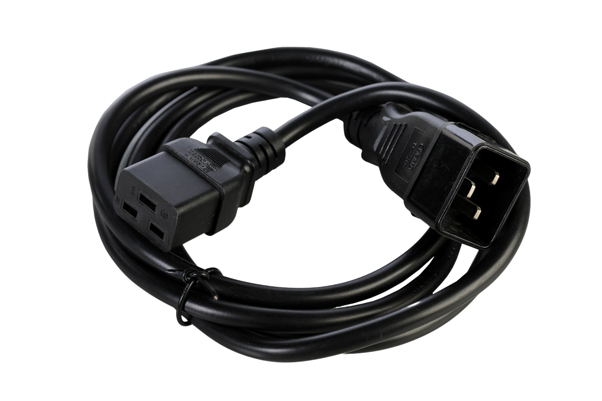 REM Шнур питания с заземлением IEC 60320 C19/IEC 60320 C20, 16А/250В (3x1,5), длина 3 м. (R-16-Cord-C19-C20-3)
