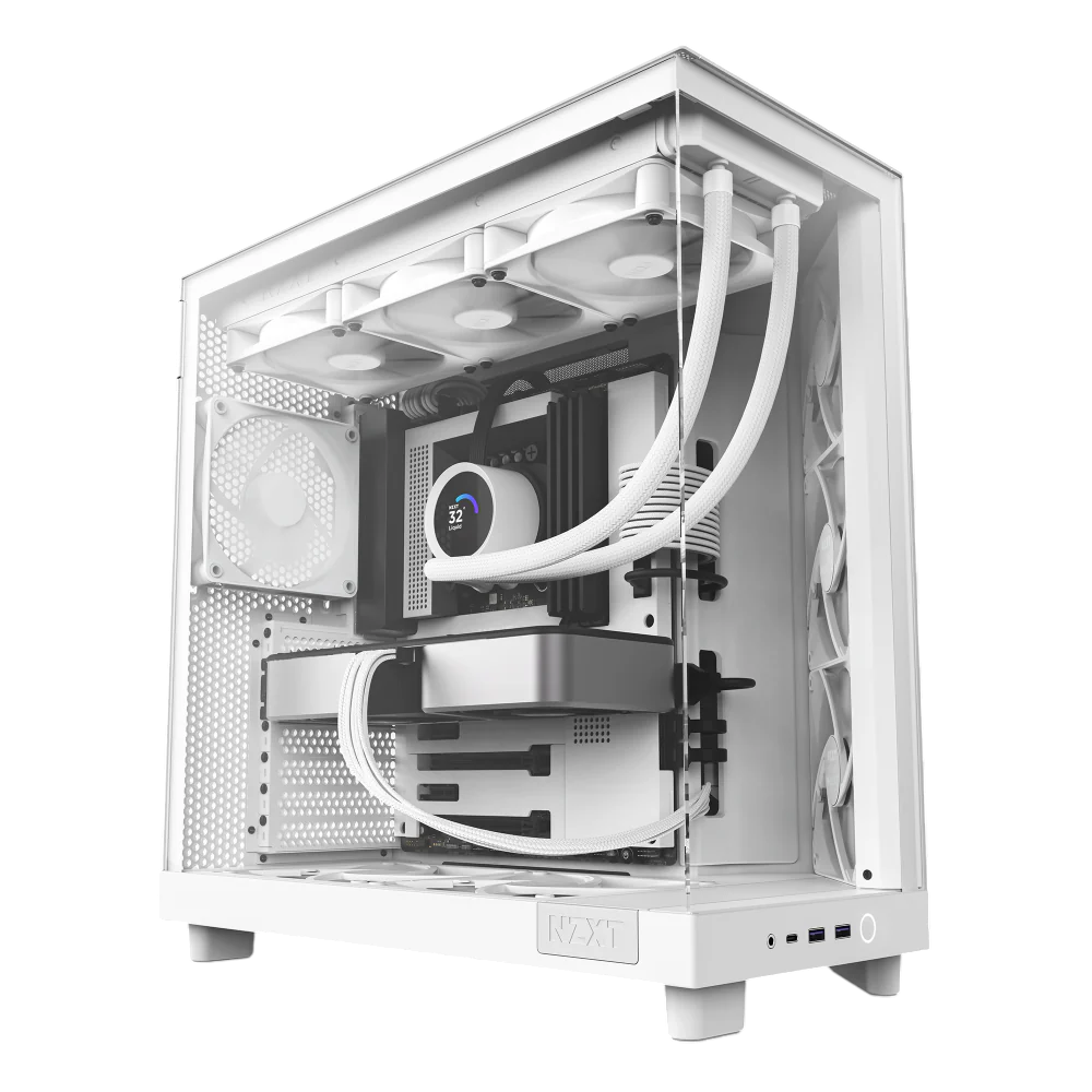 Корпус без блока питания/ Case NZXT H6 Flow, Midi-Tower, TG, 3x120mm, 2xUSB-A 3.2 + 1xUSB-C 3.2, ATX, mATX, mITX White